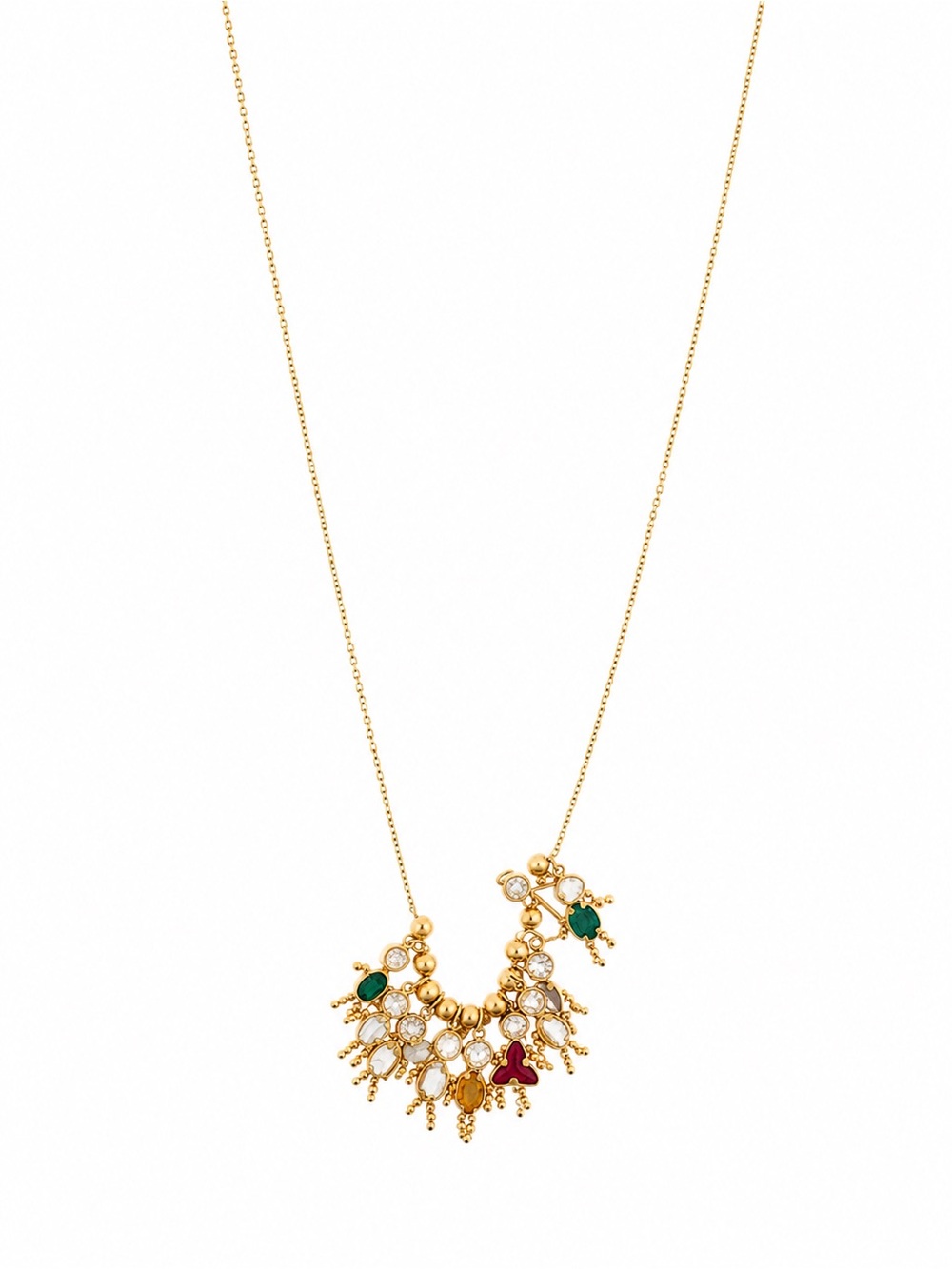 14K Yellow Gold Baby Birthstone Charm Necklace 5.7g - Picture 3 of 8